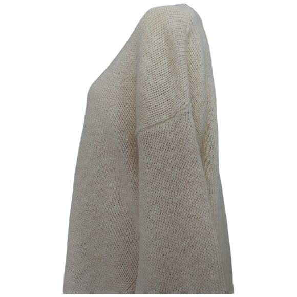 Jenni Kayne Cotton Linen Blend Crewneck Boyfriend Sweater In Ivory Size S - Picture 8 of 13